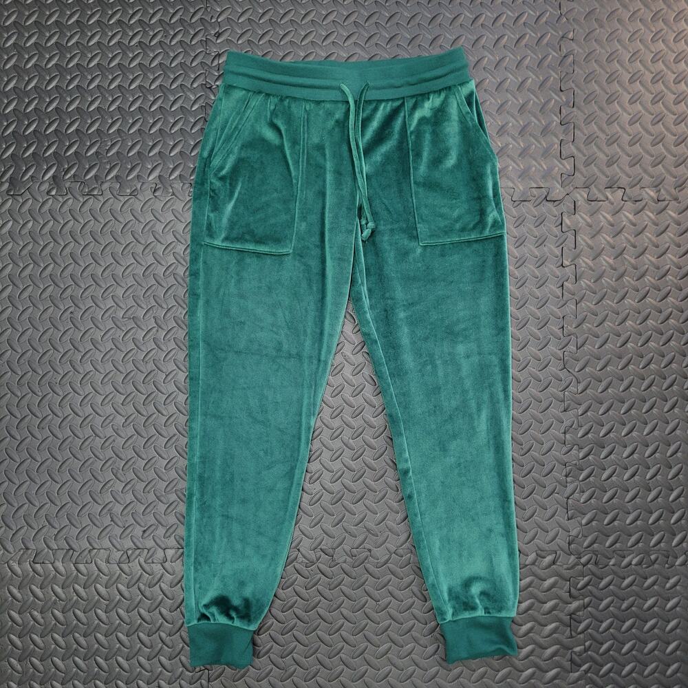 Stars Above Velour Jogger Pants Women's S Green Drawstring Lounge Pajama Cozy